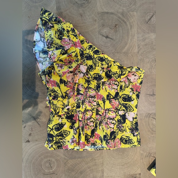 One shoulder yellow printed tanktop - Picture 2 of 2
